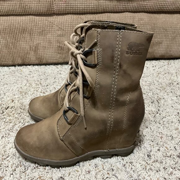 Sorel Womens Joan Of Arctic Wedge II Lace Up Boots Size 6 Elk Suede Waterproof C - Picture 2 of 15